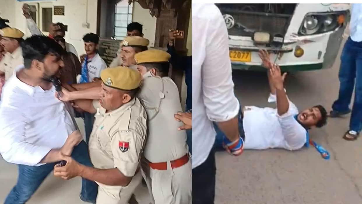 Rajasthan NSUI Protests at JNVU Over Student Union Elections Clashes With Police in Jodhpur