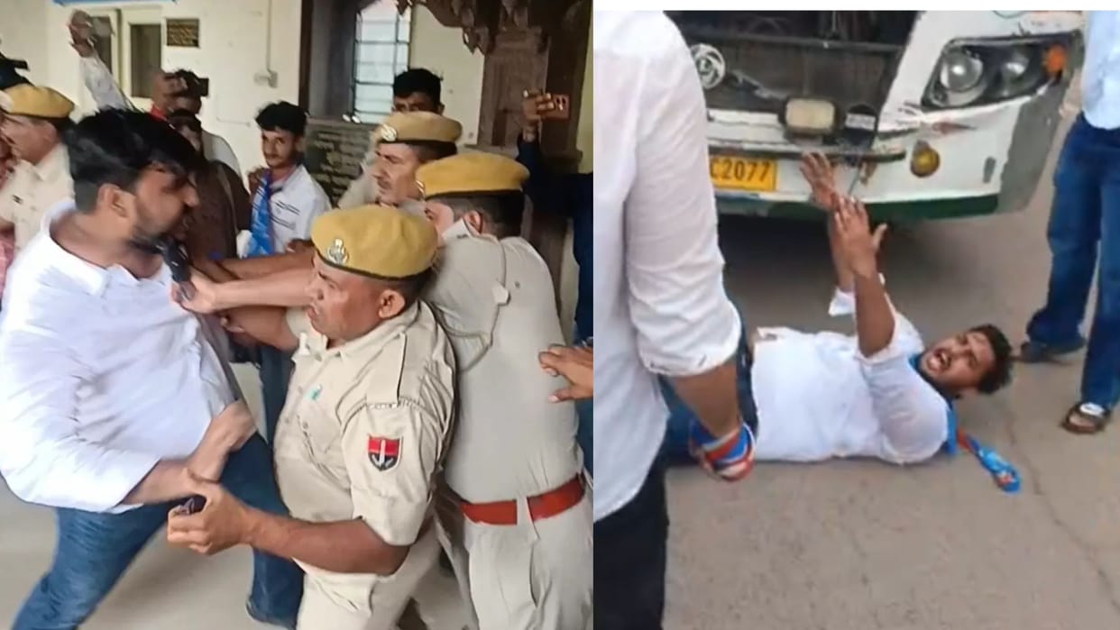 Rajasthan NSUI Protests at JNVU Over Student Union Elections Clashes With Police in Jodhpur