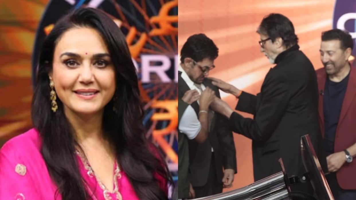 Amitabh Bachchan Funny Conversation With Aamir Khan Preity Zinta Sunny Deol At Show KBC 18