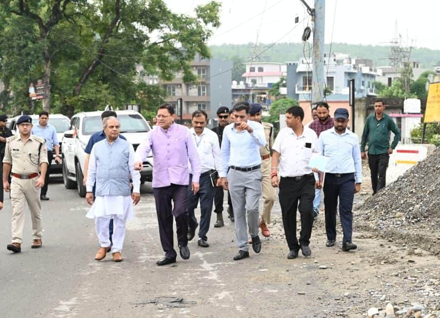 CM Dhami visited Nanda ki Chowki and inspected reconstruction work of bridge approach road
