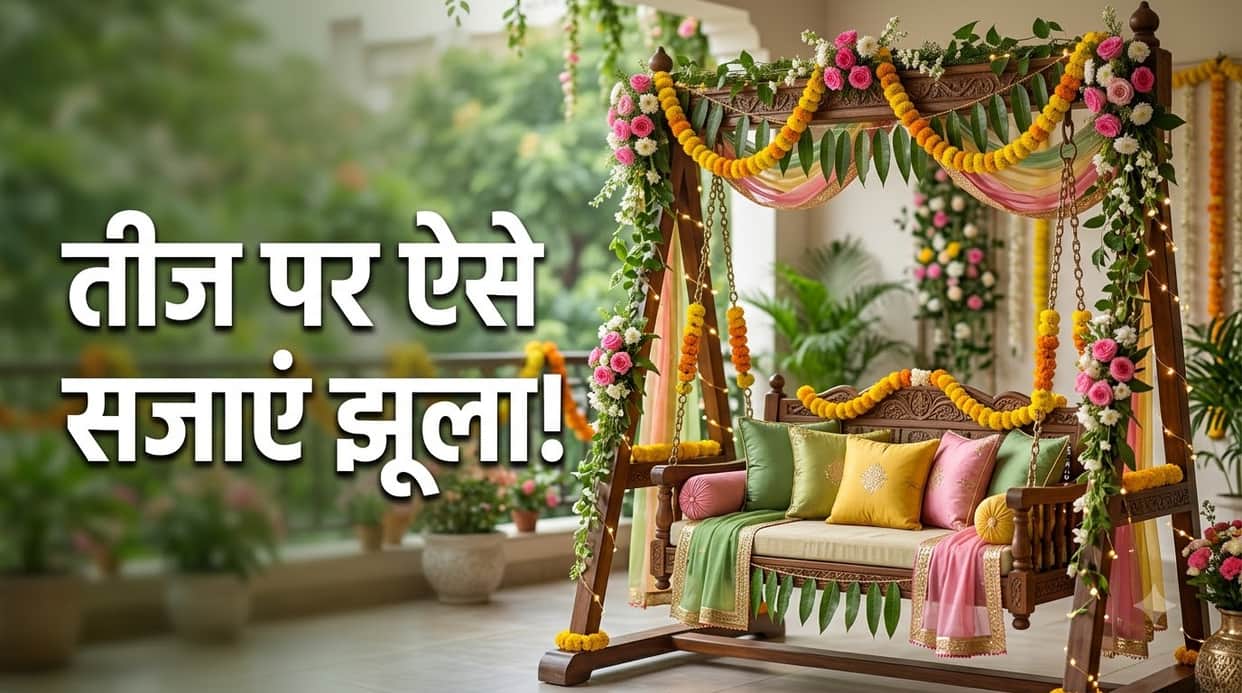 Hariyali Teej Swing Decoration Ideas Teej Jhula Decoration At Home