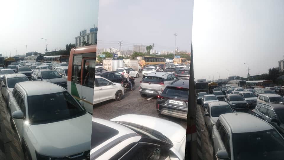 Massive traffic jam on the Delhi-Meerut Expressway due to the Kanwar Yatra