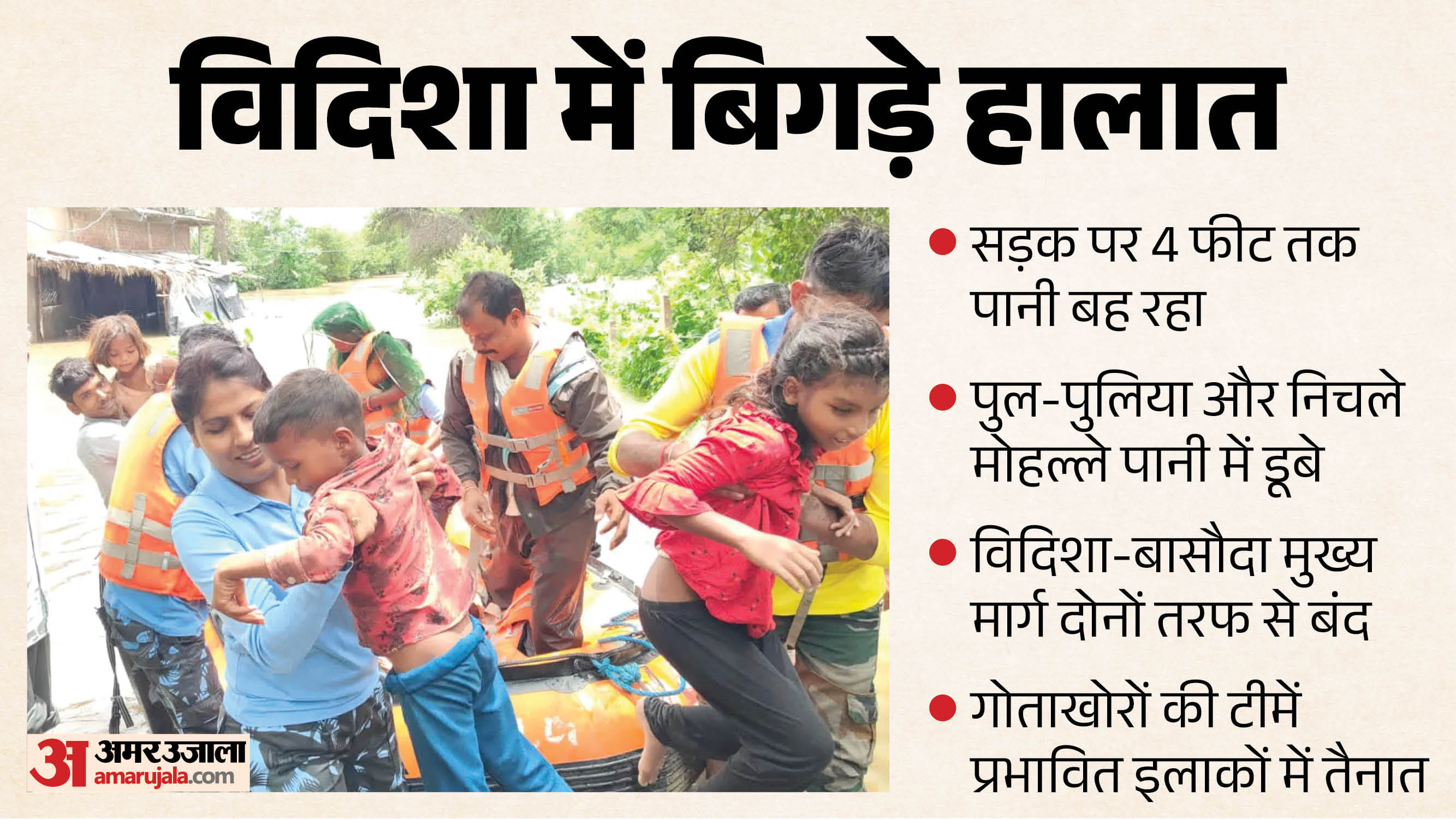 विदिशा में बाढ़ जैसे हालात बन गए हैं।