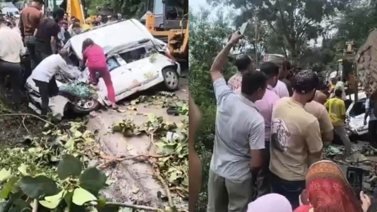 bharari ghat daseran nh 205 car rockfall one dead two injured