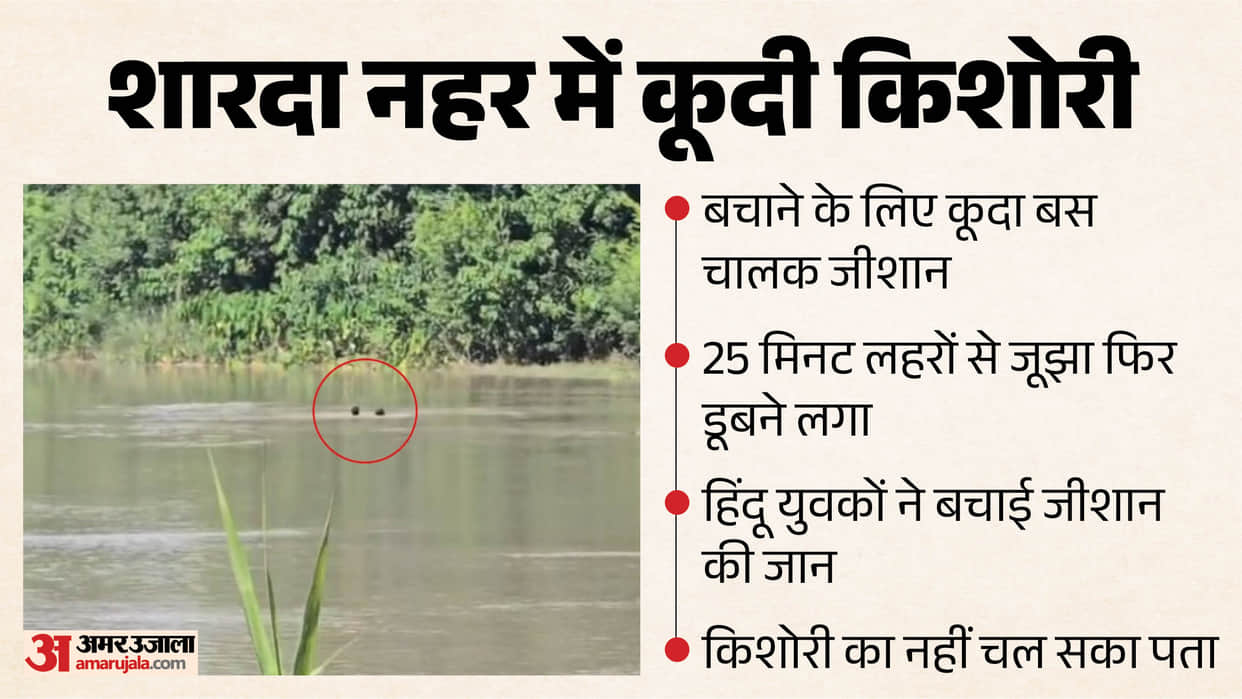 Teenage girl jumps into Sharda Canal bus driver dives in to save her in Lakhimpur Kheri