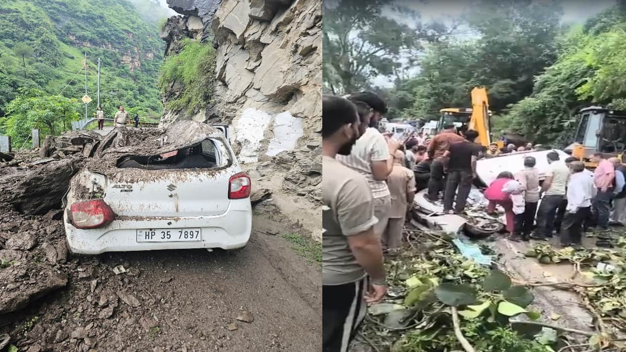 Himachal Weather: Rain wreaks havoc in Himachal; boulders fall on three cars one dead, four injured.