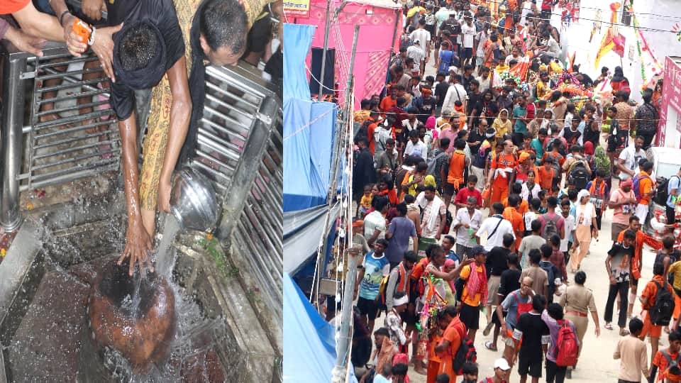 Baghpat: By evening, 20 lakh devotees performed *Jalabhishek* at Pura Mahadev; a three-kilometer-long queue