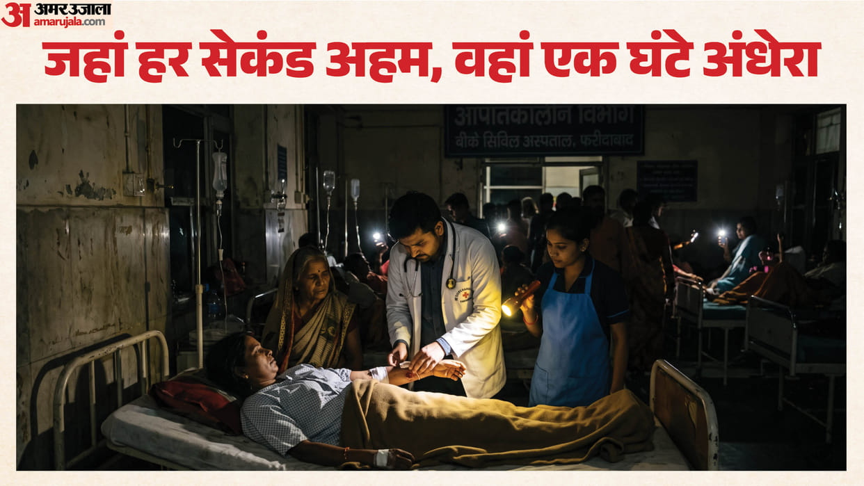 Electricity out in emergency of BK Hospital in Faridabad patients treated in light of torches