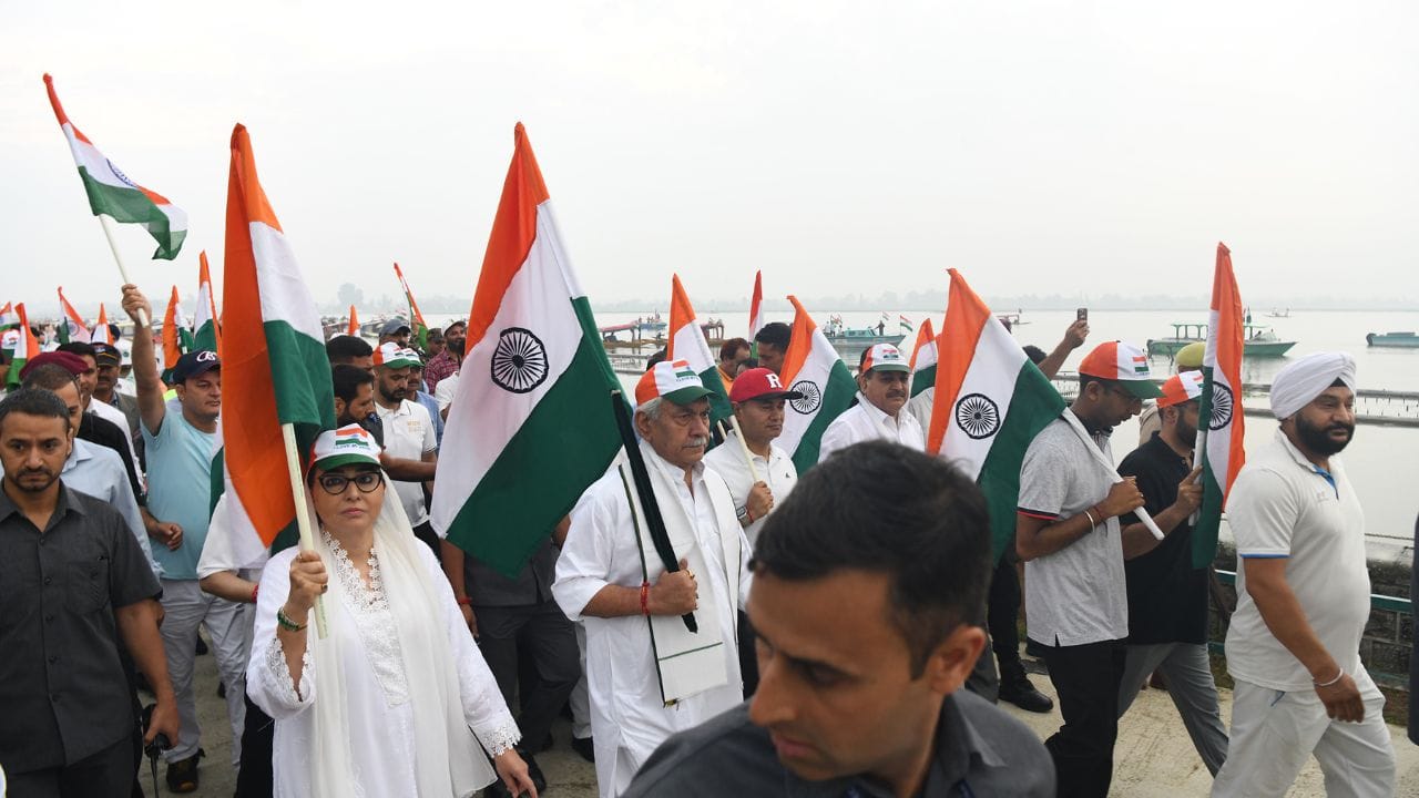 Tiranga rallies held across Kashmir lg says Tricolour flying high as India's living conscience Srinagar