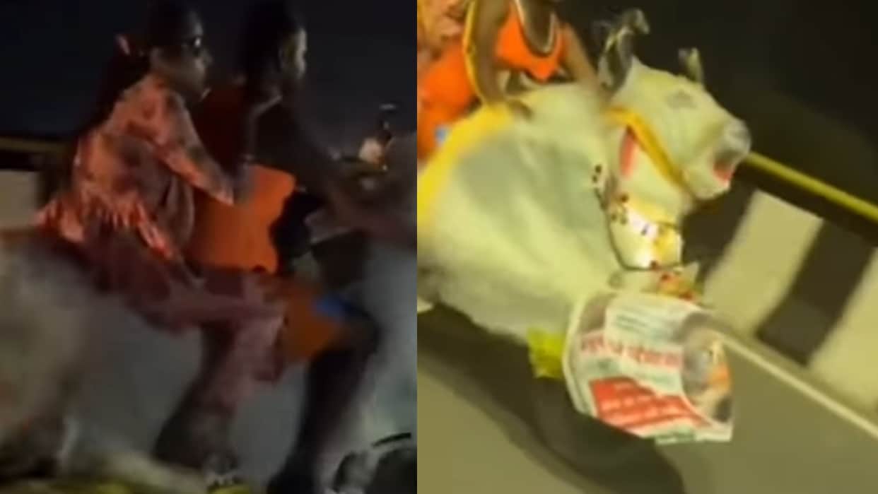 kanwariyas nandi themed bike kanwar yatra viral video on internet Kawad Yatri modified bike in to nandi