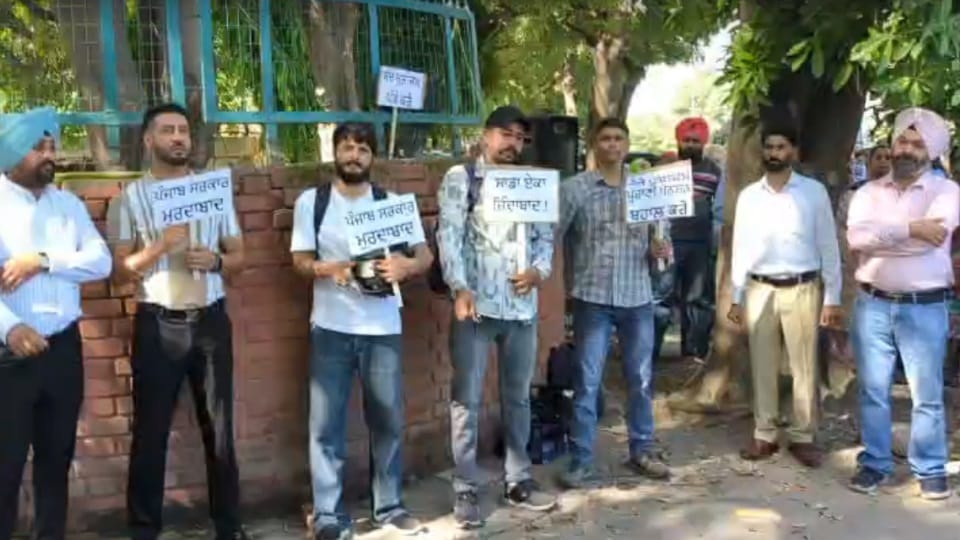 Mohali: शिक्षा बोर्ड के कर्मचारियों ने सरकार से मांगा 574 करोड़ रुपये का बकाया, गेट बंद कर किया प्रदर्शन