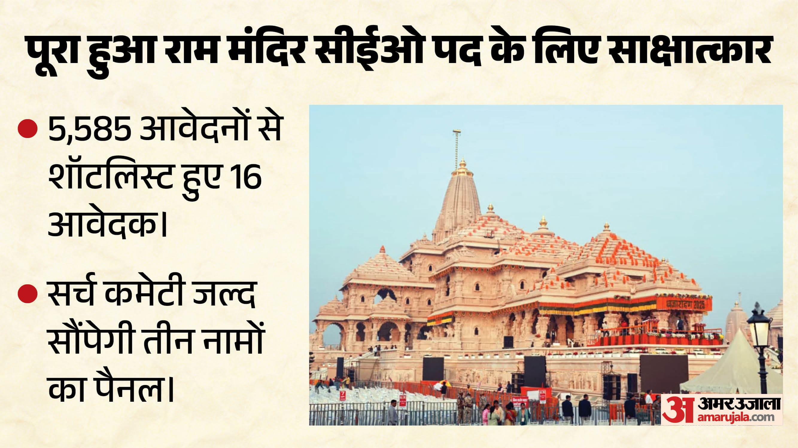 राम मंदिर पद के लिए साक्षात्कार।