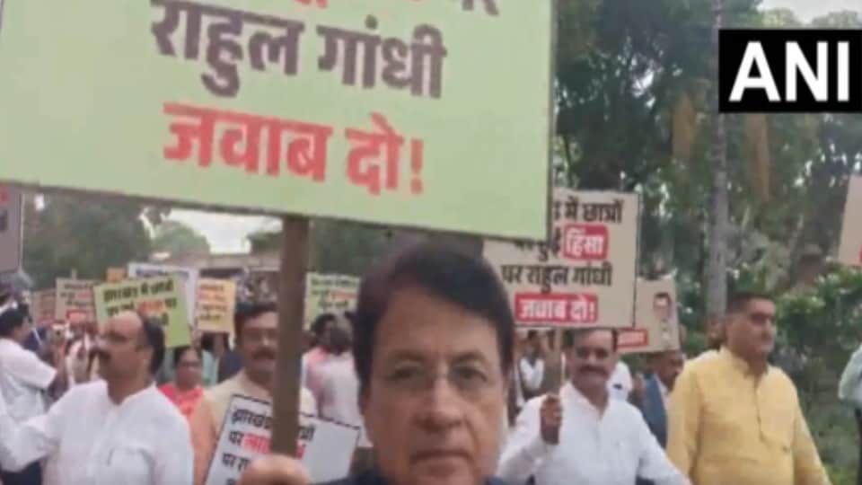 NDA MPs March Against Opposition; Arun Govil Says, “They Are Running Away From Debate”