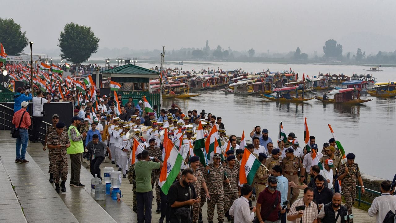 Tiranga rallies held across Kashmir lg says Tricolour flying high as India's living conscience Srinagar