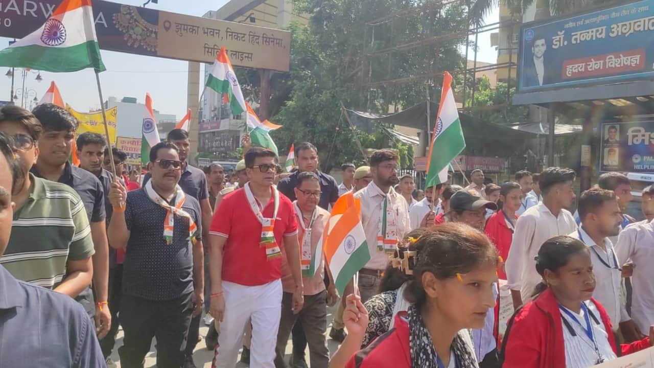School children conveyed a message of unity at the Walk for Unity rally in Bareilly