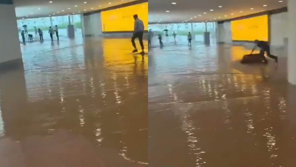 Heavy Rain Leaves Waterlogging at Jewar Airport Viral Videos Raise Questions Over Drainage System
