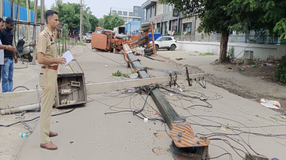 Two People dird in crane overturn at Panchkula