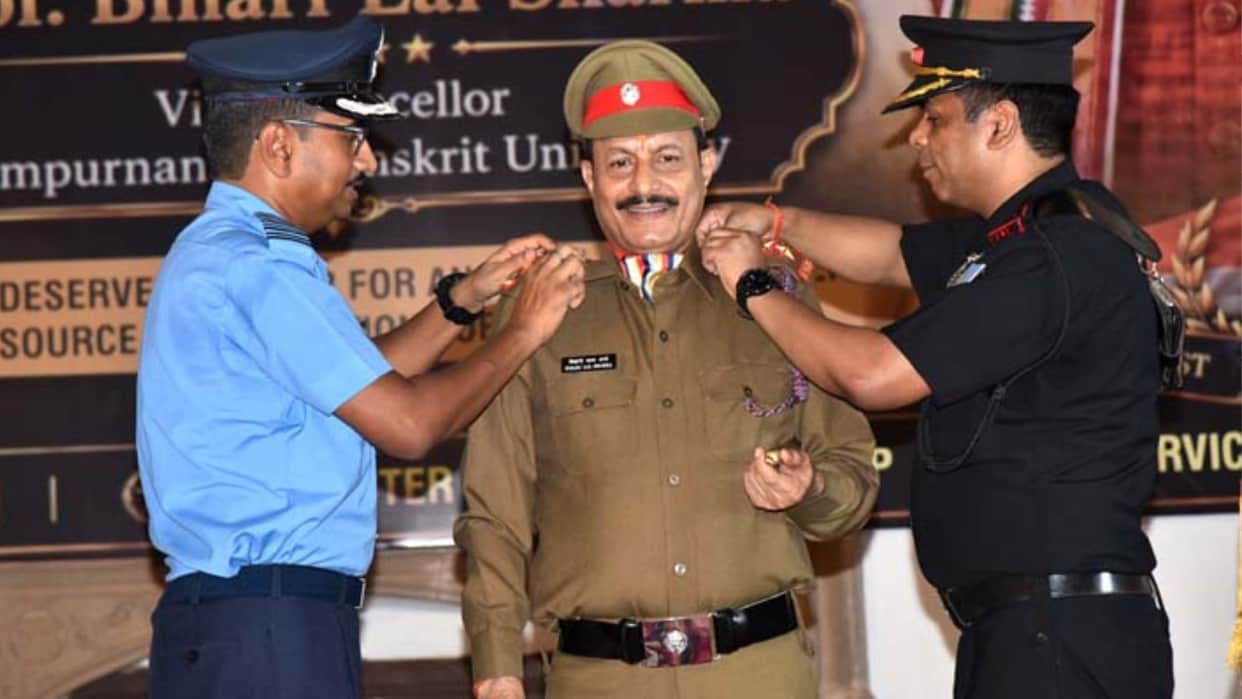 Sampurnanand Sanskrit University Vice-Chancellor prof. Bihari lal sharma awarded ncc honorary Colonel rank
