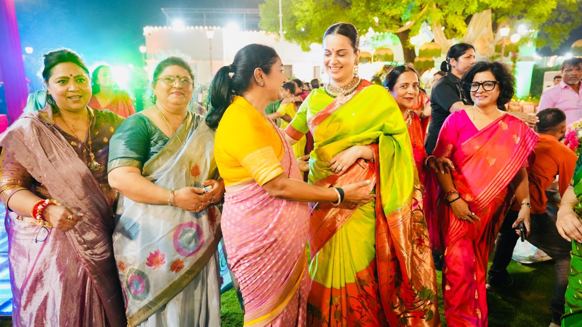 Kangana Ranaut Teej Look Green Saree At CM Rekha Gupta Teej Party