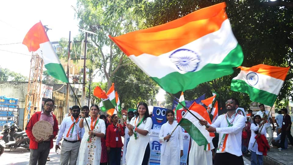 Moradabad: Maa Tujhe Pranam kicks off with the Tiranga Yatra, Chants hailing Mother India echo all around.