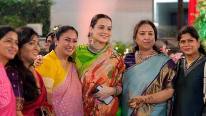 Kangana Ranaut at Delhi CM Rekha Gupta's Teej Milan photos