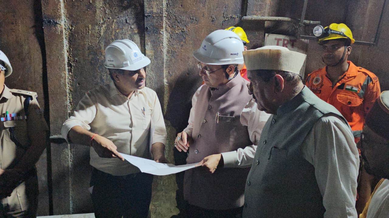 Chamoli Tunnel Landslide CM Dhami reaches On Ground Zero in tunnel meets the injured in hospital Photos