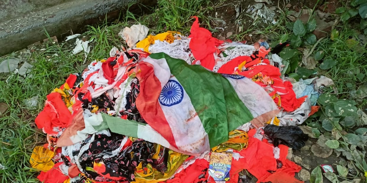Tiranga and saffron flags dumped in garbage bin people were outraged