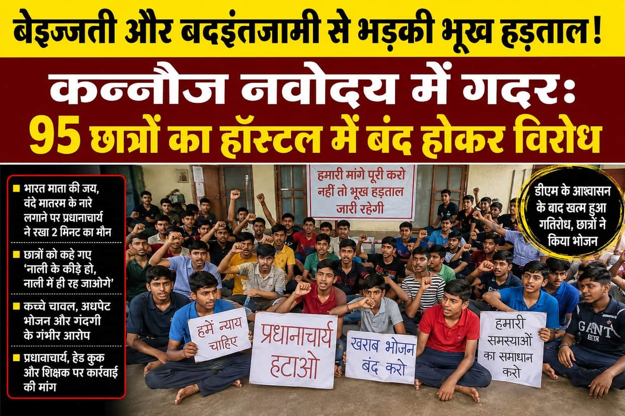 Kannauj: 95 Navodaya Students Begin Hunger Strike, Anger Over ‘Drain Worm’ Remark and Food Shortage