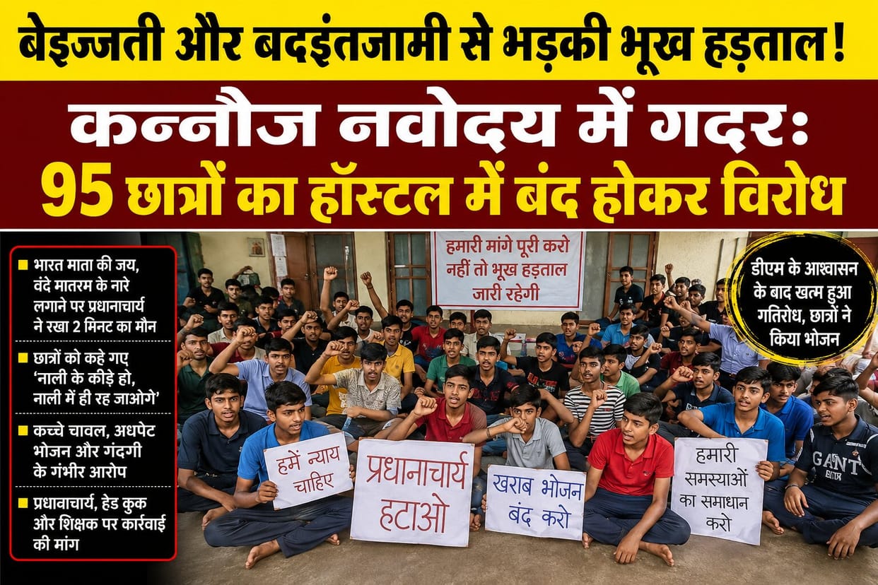 Kannauj: 95 Navodaya Students Begin Hunger Strike, Anger Over ‘Drain Worm’ Remark and Food Shortage