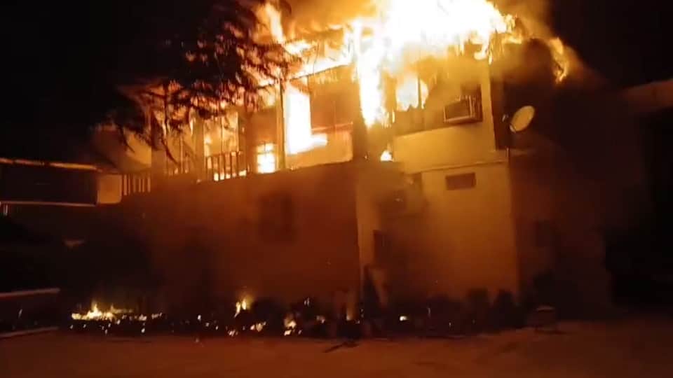 Fire broke out at Om Sharda Farm House Resort controlled by three fire engines goods worth lakhs reduced to as