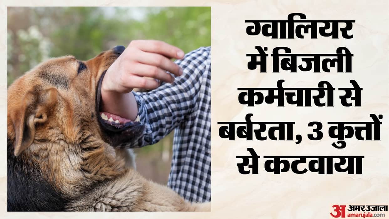 gwalior electricity worker attacked dogs hostage indira nagar veeru tomar hajira