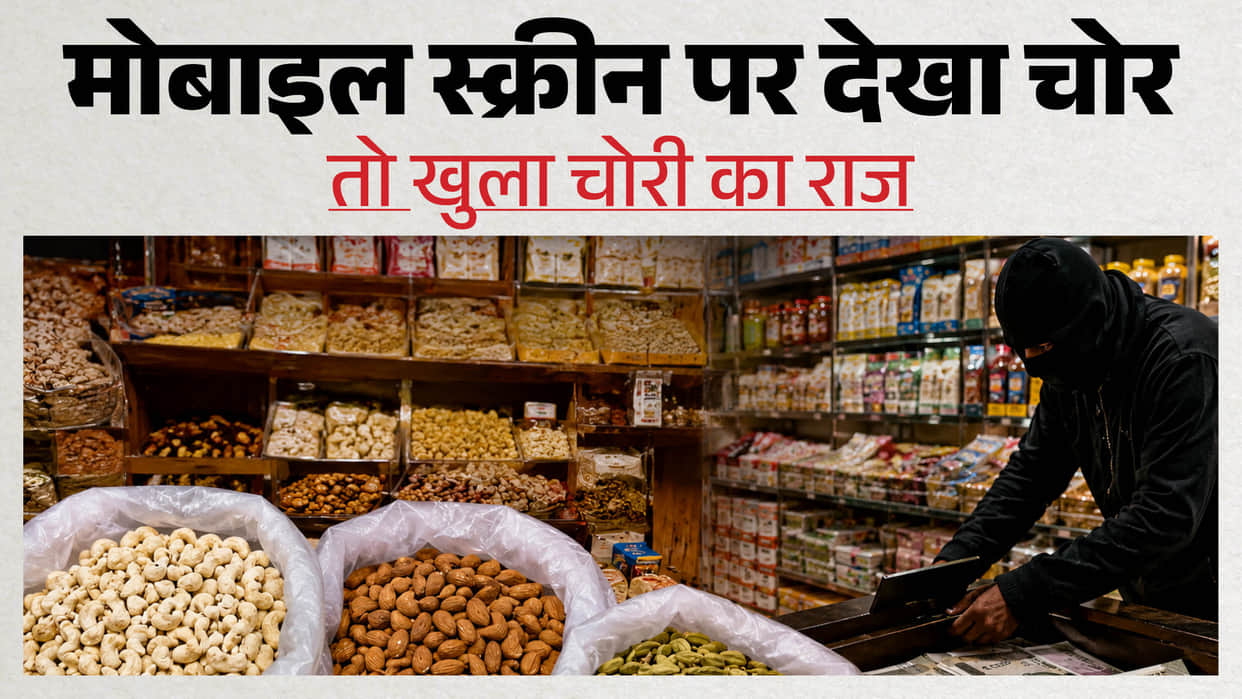 Dry Fruits and Cash Kept Vanishing Alwar Merchant Checks Live CCTV Catches Thief Red-Handed on Phone