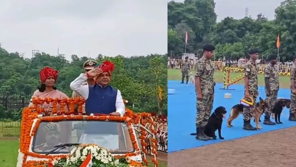 Independence Day 2026 Narendra Singh Tomar Inspects Parade in Gwalior BSF Dog Squad Stunts Steal Show