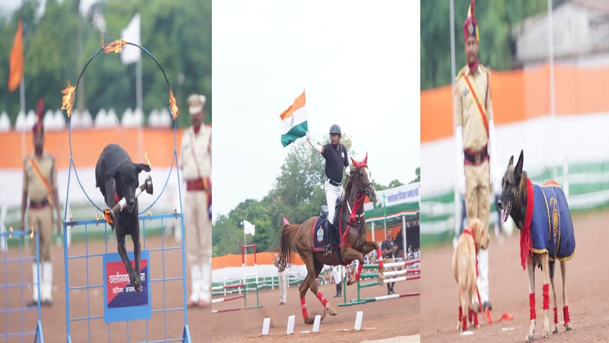 valor of horse riders, the rhythm of the women's bagpiper band and the thrilling performance of the dog squad