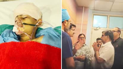 अस्पताल में बच्चे के पिता से मांफी मांगते प्रो. श्रद्धा सिंह के पति, साथ में मौजूद महिला प्रोफेसर।