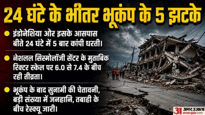 भूकंप के पांच झटके।