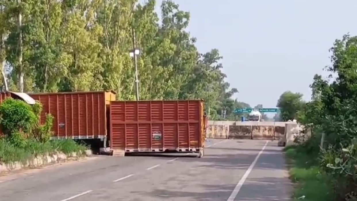 Farmers Delhi March: Jind Police on Alert Concrete Barricades Water Cannons and Vajra Vehicles Deployed