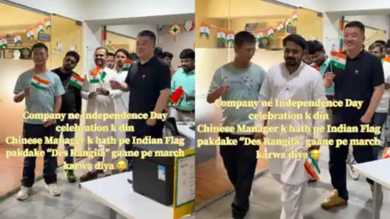 Chinese manager joins Indian colleagues for Independence Day celebration marches with Tricolour