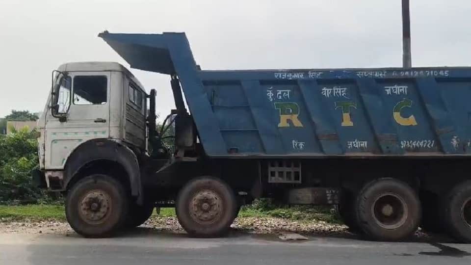 Mathur accident speeding dumper ran over pedestrians two died