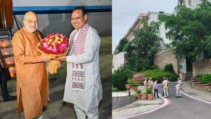 केंद्रीय गृह एवं सहकारिता मंत्री अमित शाह व सीएम भजनलाल शर्मा