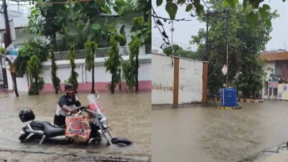Heavy rains lash several districts of UP flooding lucknow roads causing trouble due to waterlogging
