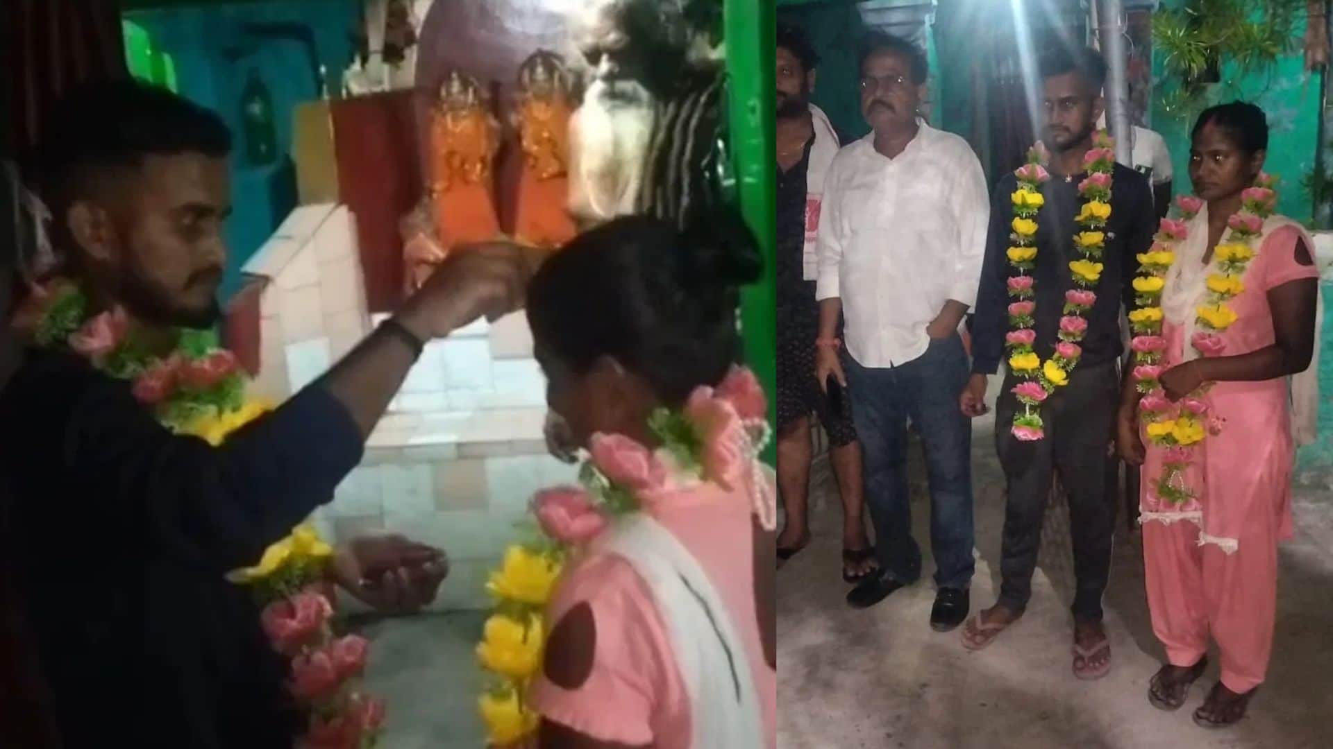प्रेमी जोड़े की शादी समारोह में शामिल पुलिस और पंचायत जनप्रतिनिधि