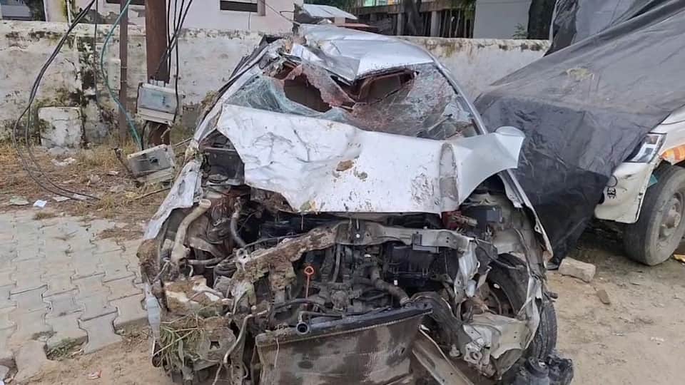 road accident on Hathras highway Out-of-control car overturns three dead including driver