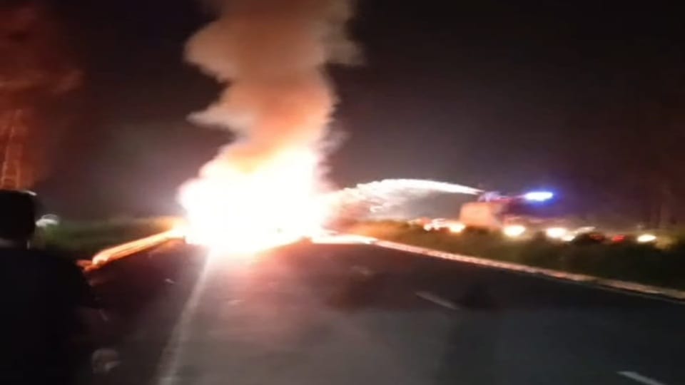 Car suddenly catches fire while moving in Rohtak