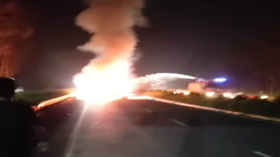 Car suddenly catches fire while moving in Rohtak