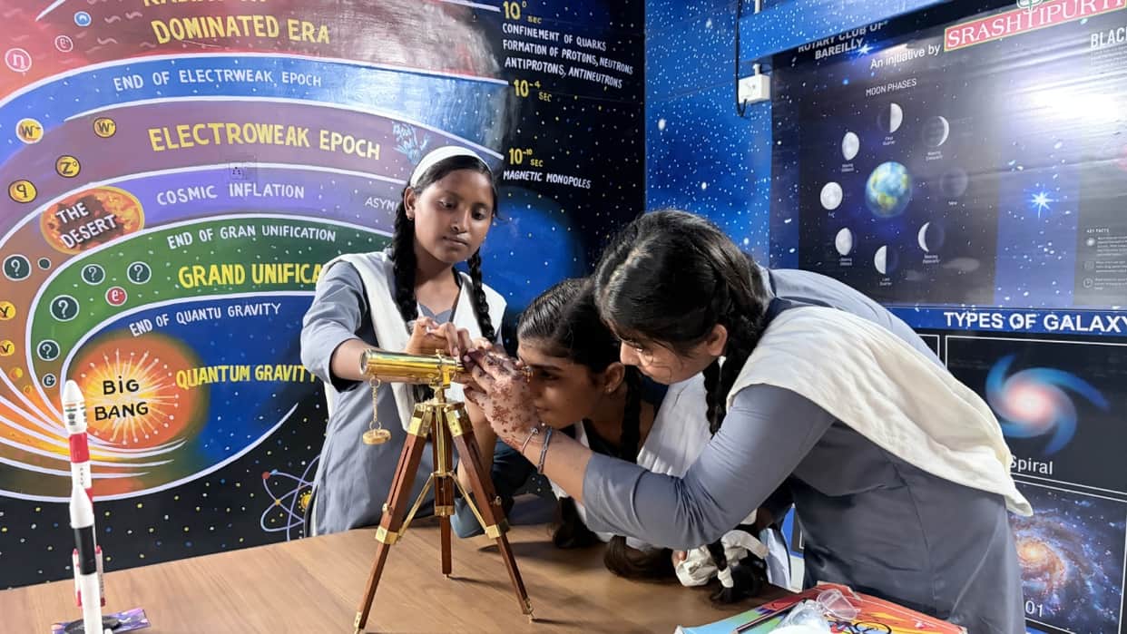 Modern lab in a government school students here are learning drone and space science technologies
