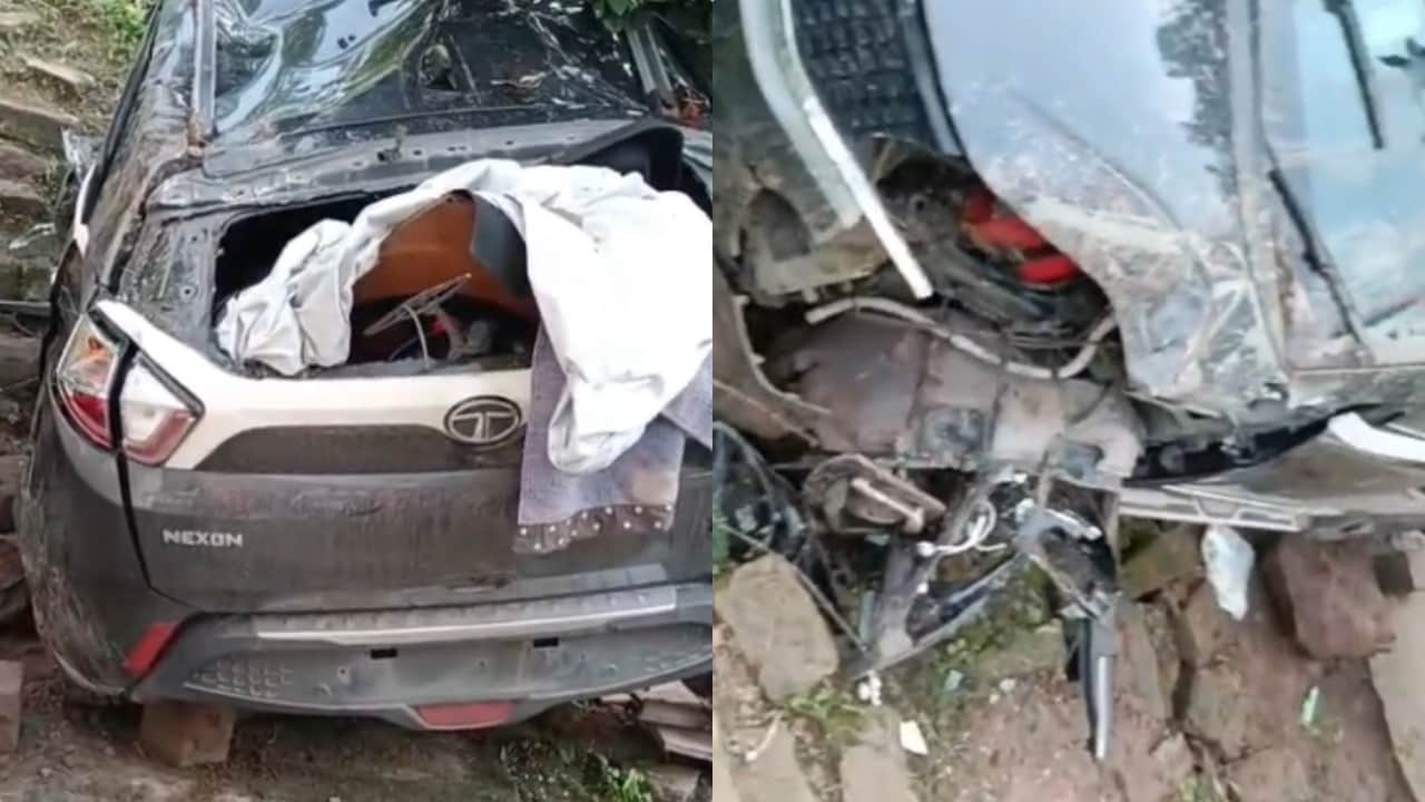 दुर्घटनाग्रस्त कार।