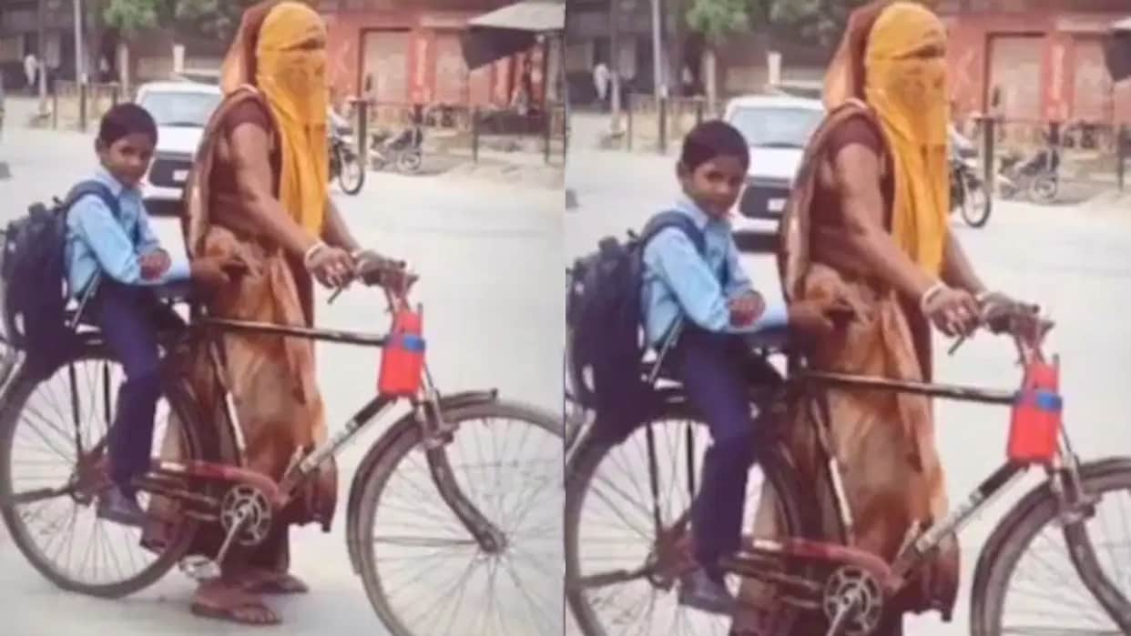 Mother Cycles Her Child to School Viral Video Wins Hearts Online see netizens reaction
