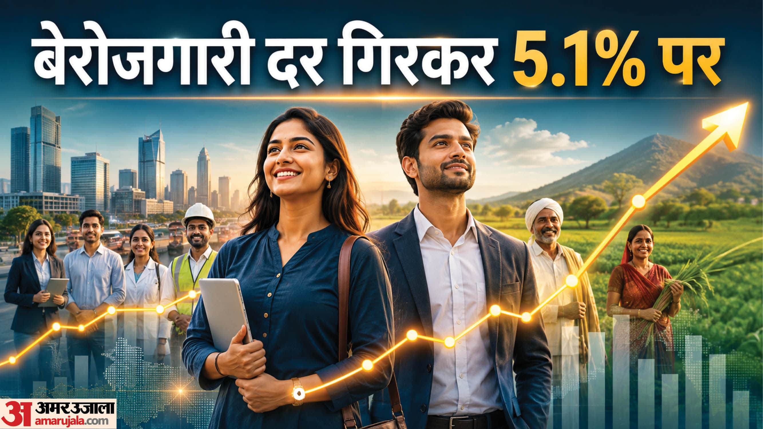 रोजगार के मौके बढ़ने से बेरोजगारी दर नरम।