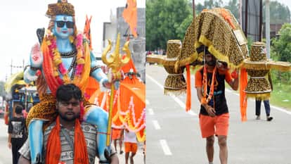 Officers showered flower on Kanwariyas from a helicopter in Bareilly